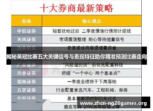 揭秘英冠比赛五大关键信号与表现特征助你精准预测比赛走向